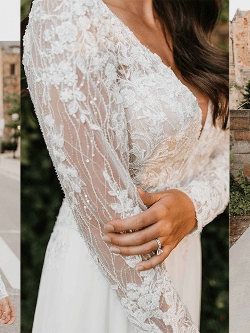Elegant White Lace Long-Sleeve Bridal Gown